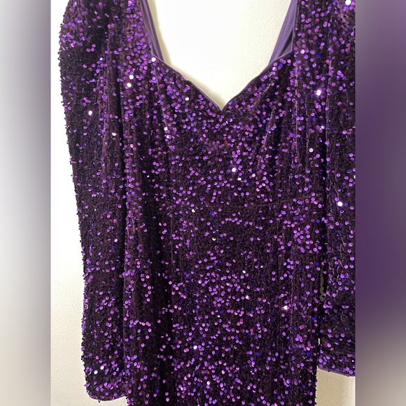 Long Purple Sequin Gown with train - Picture 3 of 7
